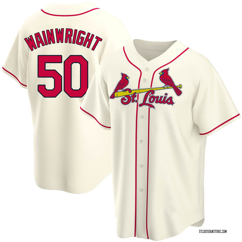 Adam Wainwright Men's St. Louis Cardinals Alternate Jersey - Cream Replica