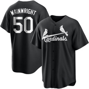 Adam Wainwright Men's St. Louis Cardinals Jersey - Black/White Replica