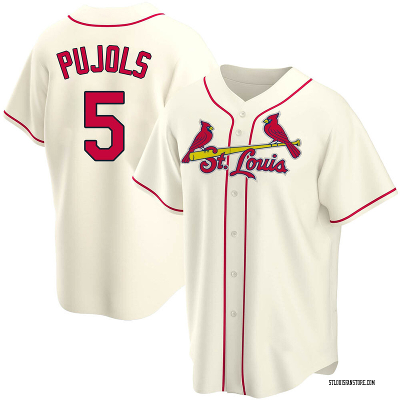 Youth St. Louis Cardinals #5 Albert Pujols Replica Cream Alternate Cool  Base Baseball Jersey