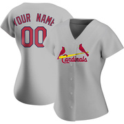 Custom Women's St. Louis Cardinals Road Jersey - Gray Authentic