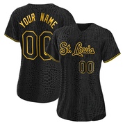 Custom Women's St. Louis Cardinals Snake Skin City Jersey - Black Replica