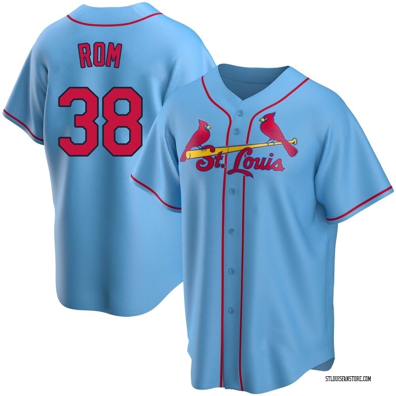 Drew Rom Men's St. Louis Cardinals Alternate Jersey - Light Blue Replica