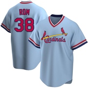 Drew Rom Men's St. Louis Cardinals Road Cooperstown Collection Jersey - Light Blue Replica