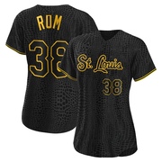 Drew Rom Women's St. Louis Cardinals Snake Skin City Jersey - Black Authentic