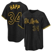 J.A. Happ Men's St. Louis Cardinals Snake Skin City Jersey - Black Replica