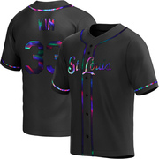 Kwang Hyun Kim Men's St. Louis Cardinals Alternate Jersey - Black Holographic Replica