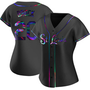 Lou Brock Women's St. Louis Cardinals Alternate Jersey - Black Holographic Replica