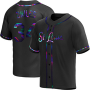 Nelson Briles Men's St. Louis Cardinals Alternate Jersey - Black Holographic Replica