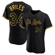 Nelson Briles Men's St. Louis Cardinals Snake Skin City Jersey - Black Authentic