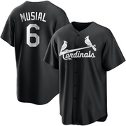 Stan Musial Men's St. Louis Cardinals Jersey - Black/White Replica