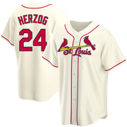 Whitey Herzog Men's St. Louis Cardinals Alternate Jersey - Cream Replica